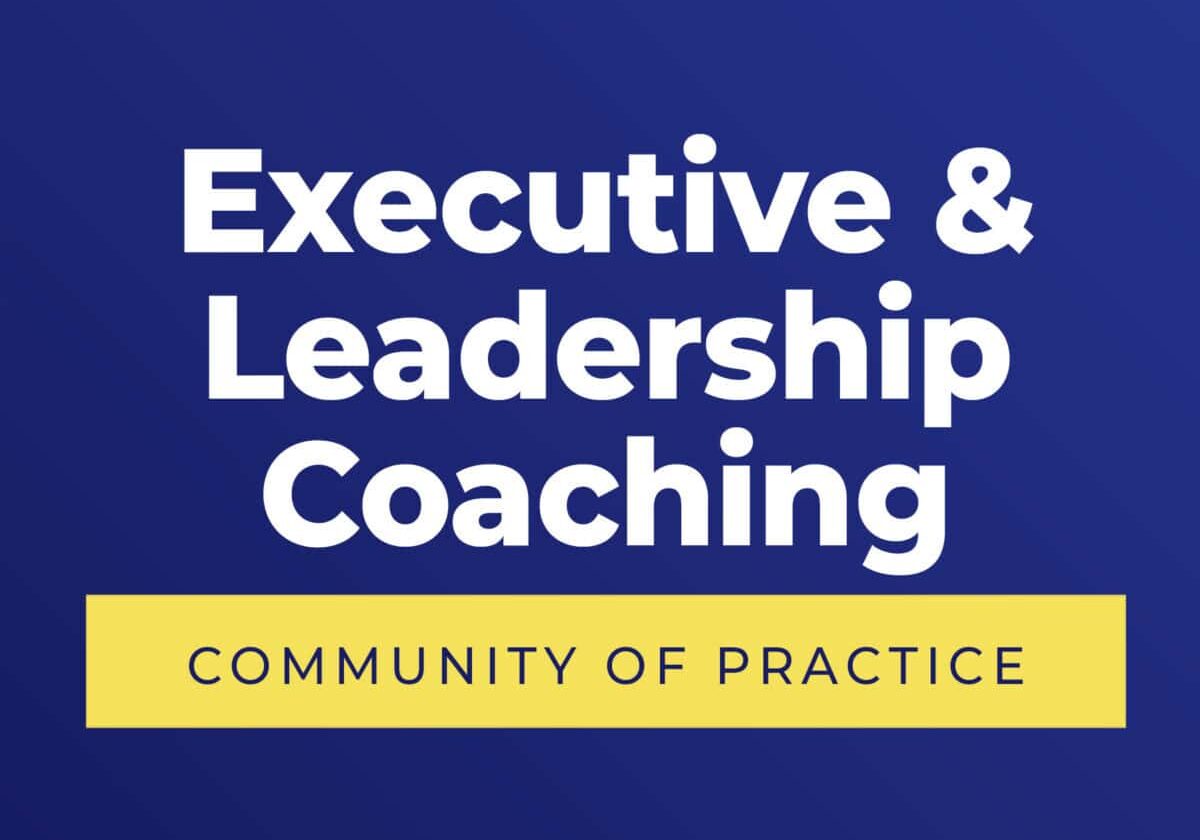 ICF Communities of Practice Executive and Leadership Coaching blue background logo
