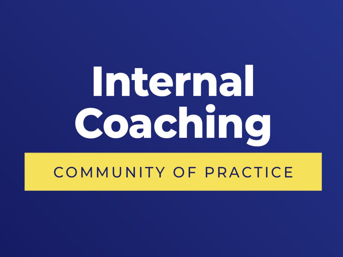 ICF Communities of Practice Internal Coaching blue background logo